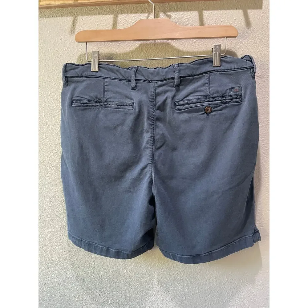 Faherty Mens Coastline Chino Shorts Stretch Blue 8 inch Inseam Size 35